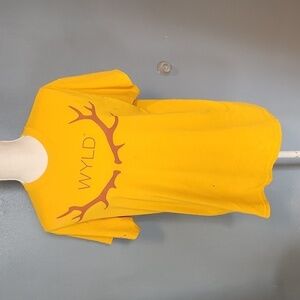 WYLD antlers lodge mountains mustard yellow top